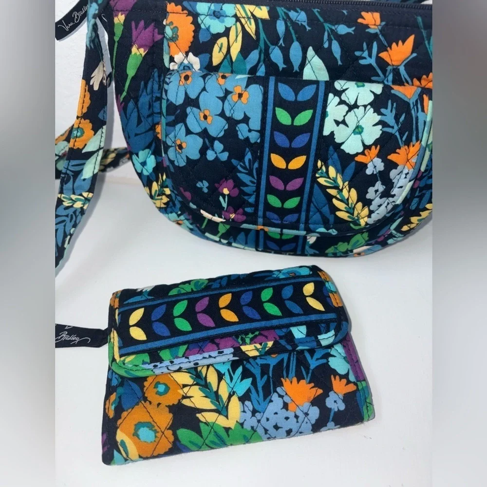 Vera Bradley Midnight Blues Lizzy Crossbody and Matching Trifold Wallet Set
